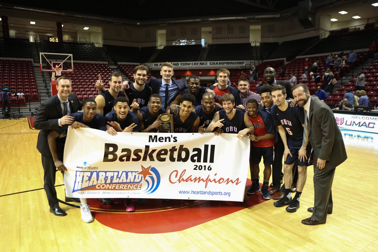 Remy Ndiaye and his Dallas Baptist teammates win the Heartland Conference Championship