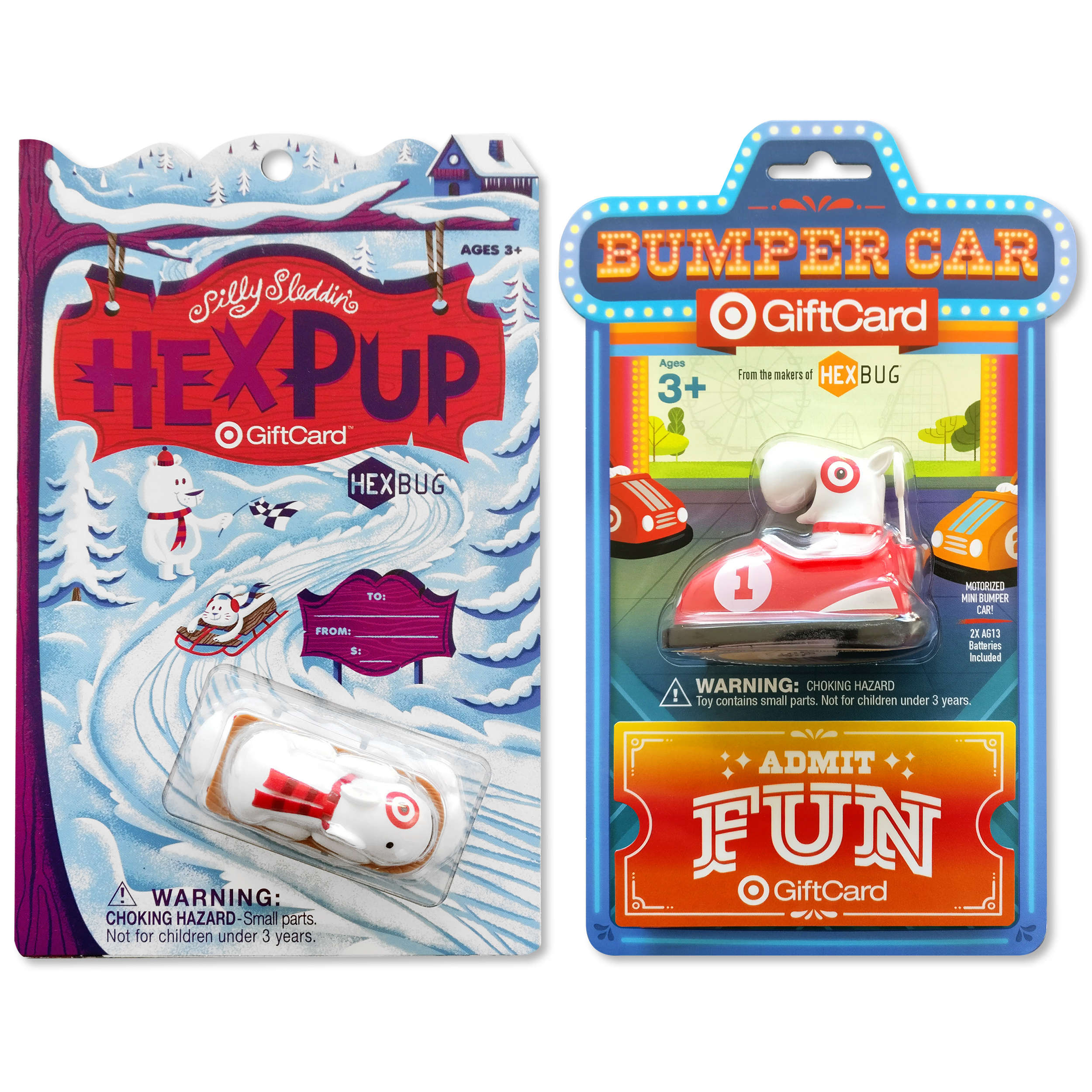 Set of 3 Target Hexbug Bullseye Dog Bumper Car Gift Card Exclusive Hex Bug 