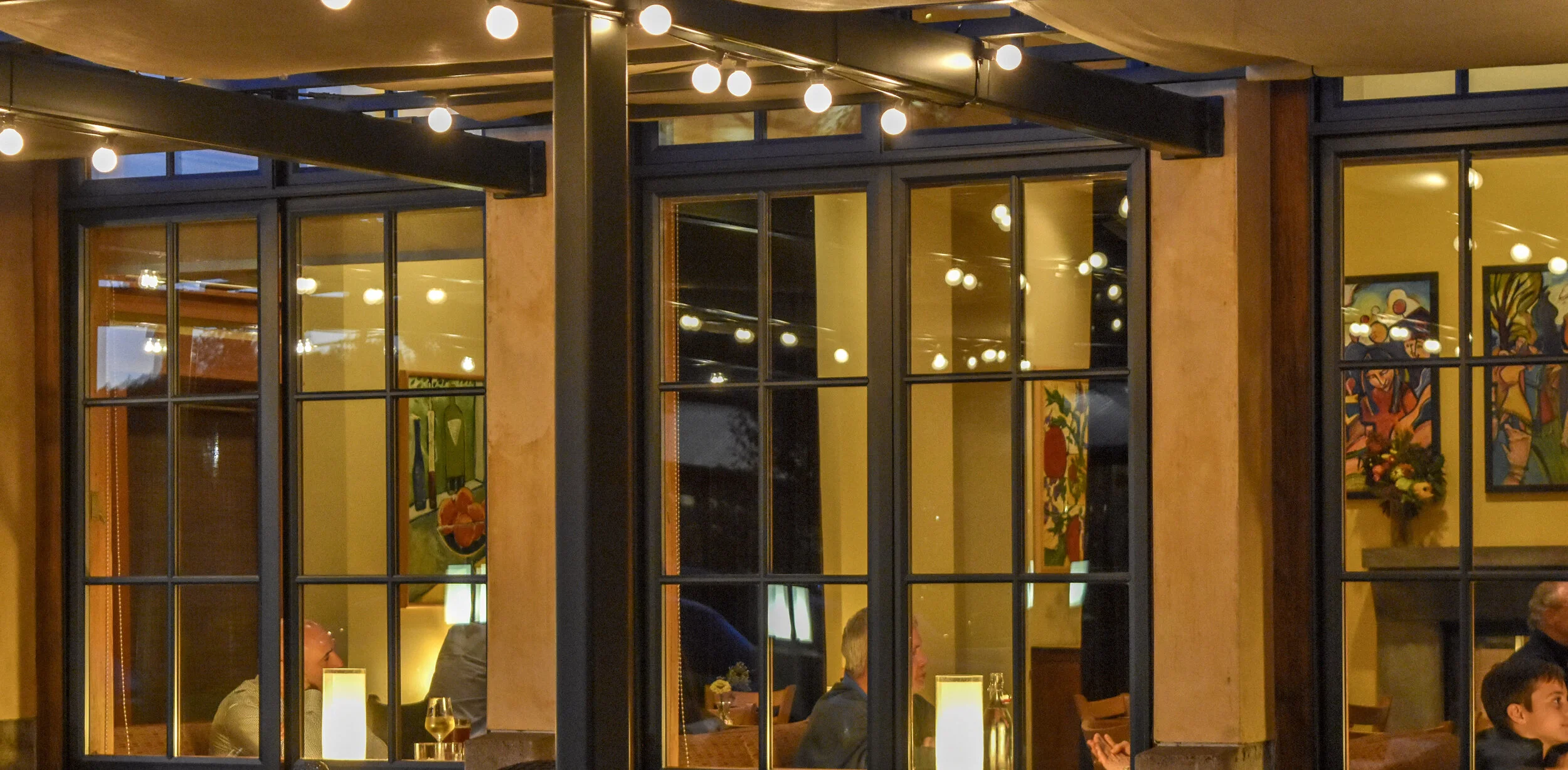 The glow of evening dining at The Dundee Bistro.