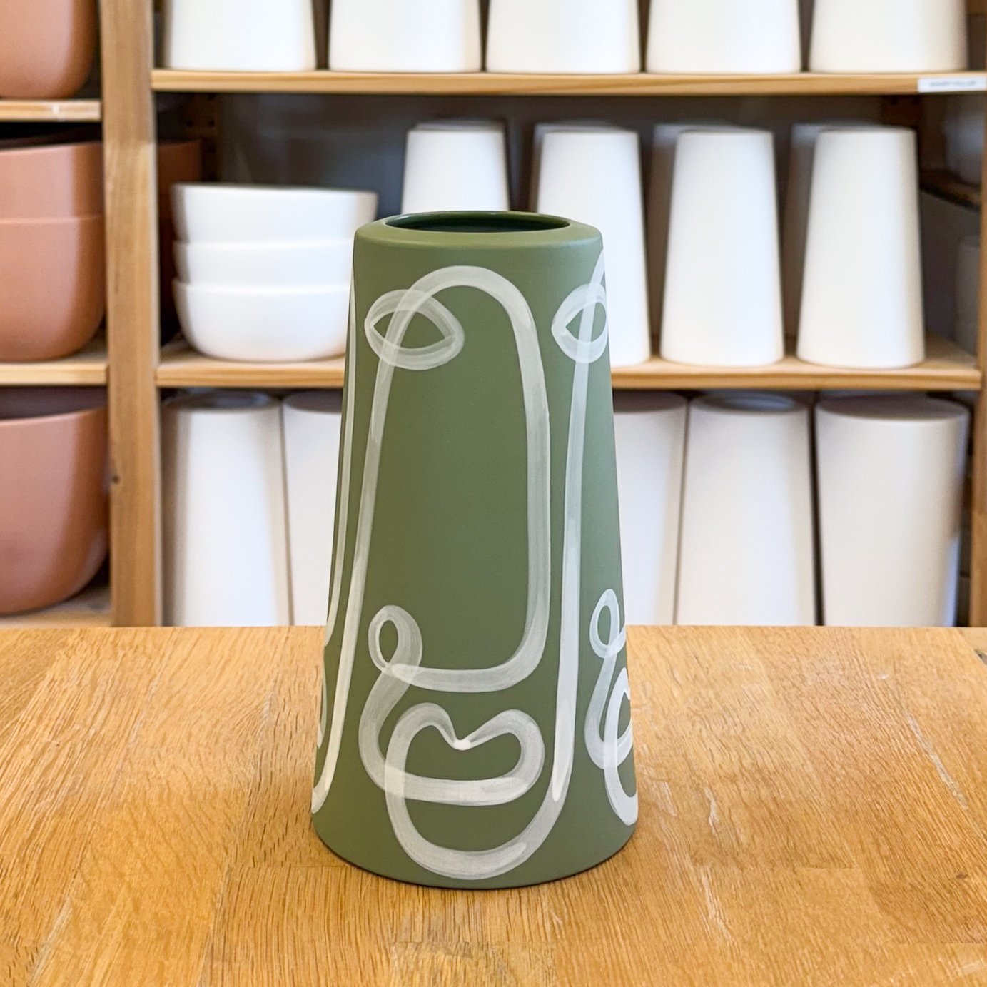 Seconds - Small Pillar Vase - Cara - White / Green