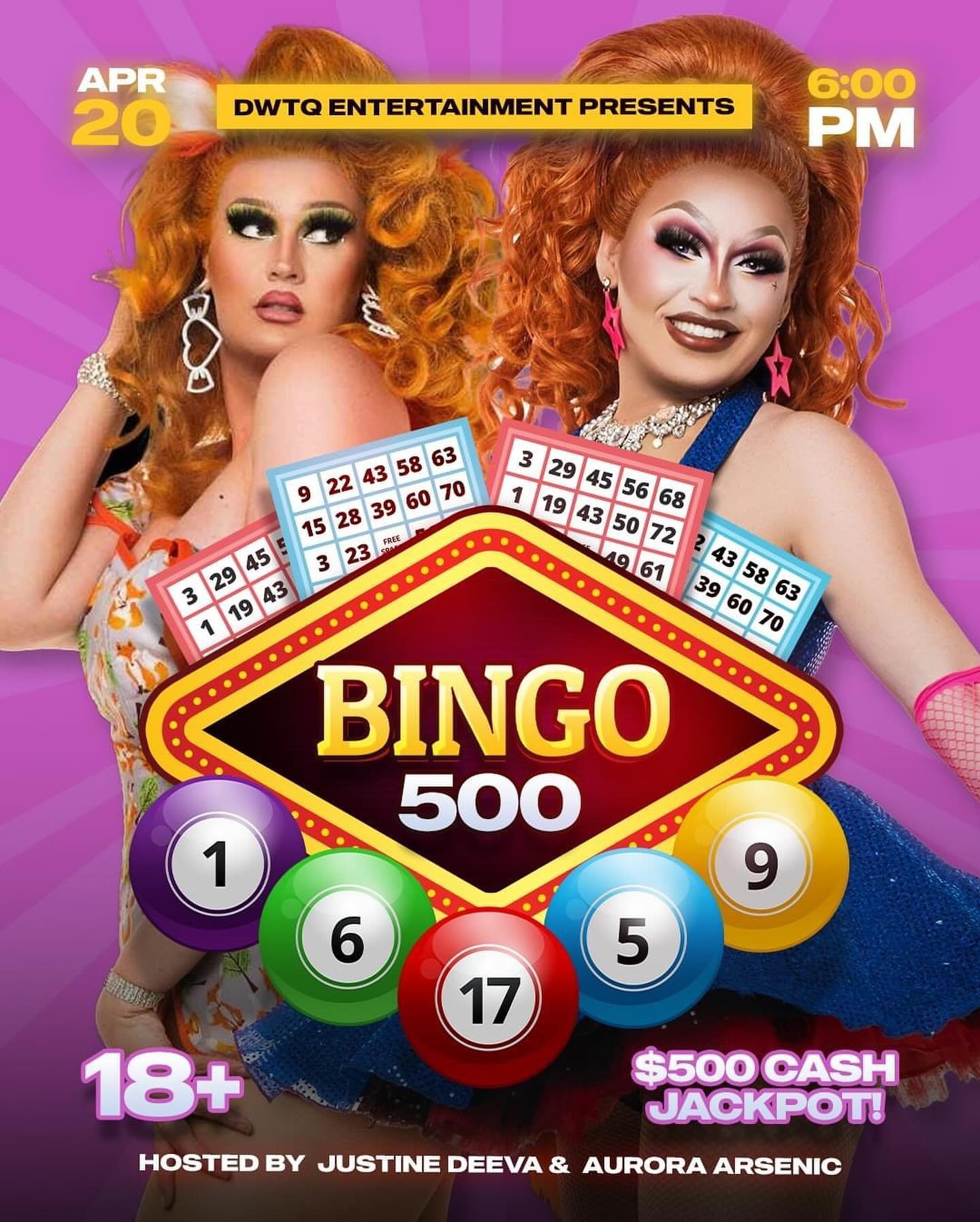 Get the girls and come to Drag Queen Bingo tickets must be purchase soon - The Saturday Night !!!

#drag #bingo #queens #dance #sing #lgbtq🌈 #party #hiii