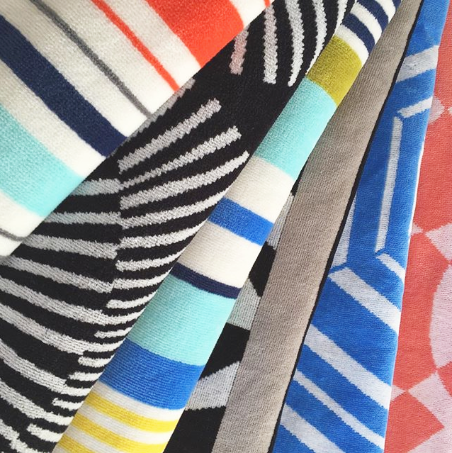 Geometric towel design for Ruby Mint 