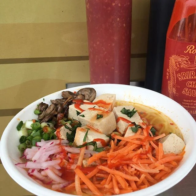 We are SOY into this plant based noodle bowl! Topped with sriracha to really feel the heat🔥Come by, and try it today.