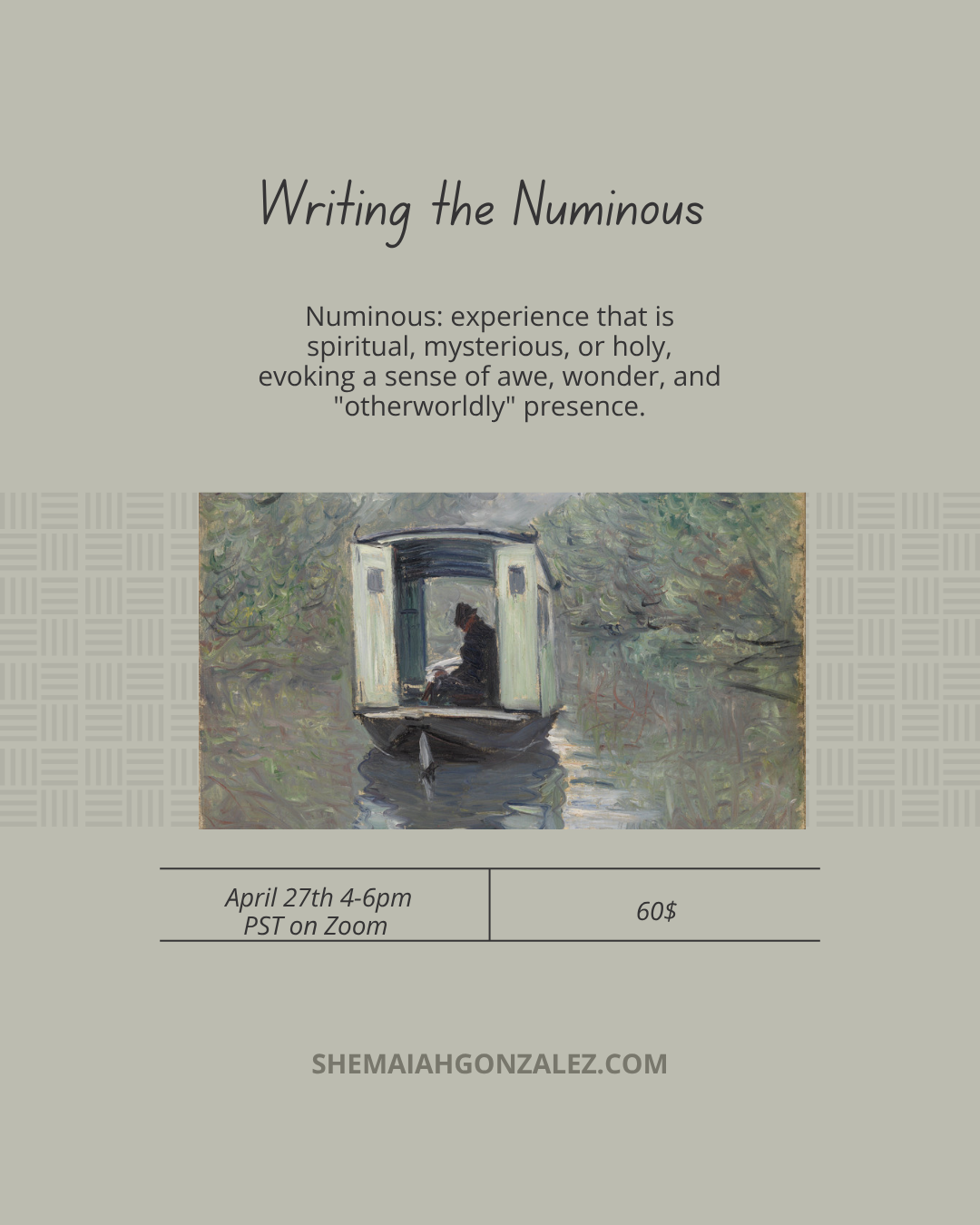 April Zoom Workshop: Writing the Numinous
