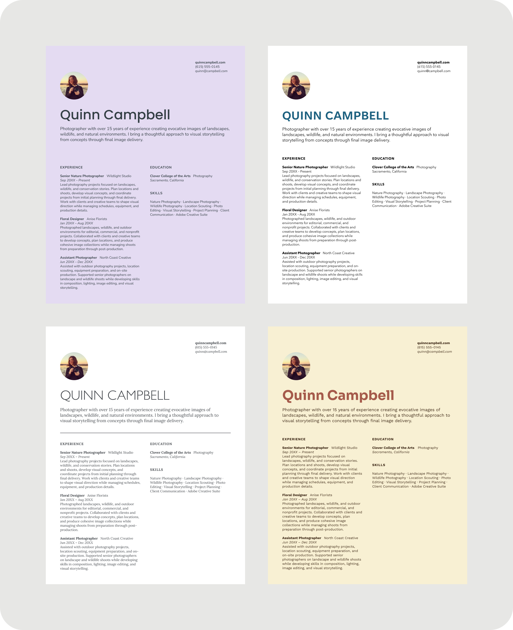 Resume design examples