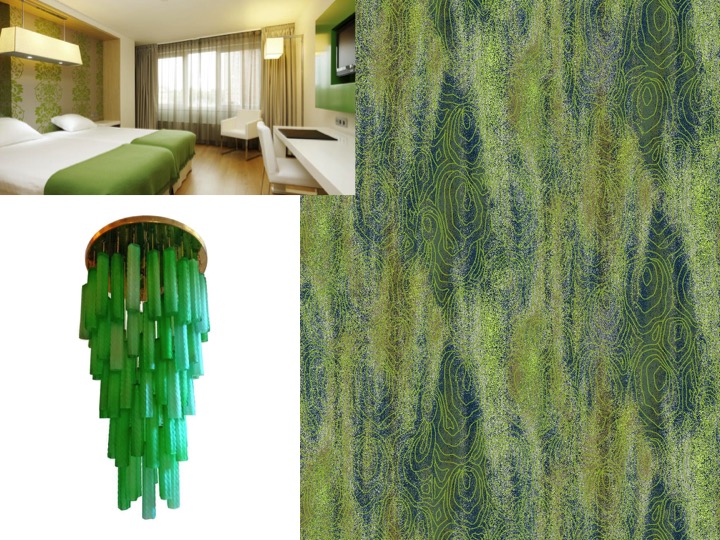 Top Left: Hotel NH Groningen / Bottom Left: 1960's Italian cascading glass chandelier / Right: 1956 by Tai Ping NX00749-60