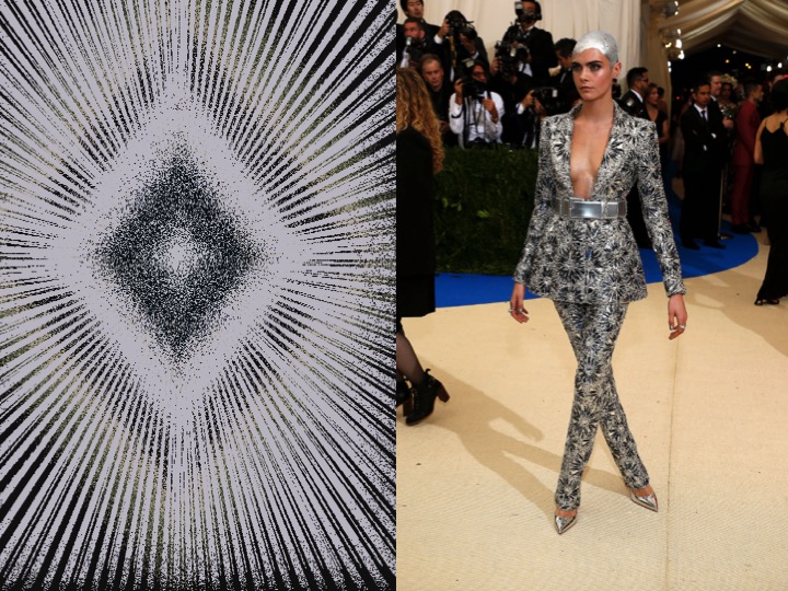 Left: 1- EX15365-1 / Right: Cara Delevingne wearing Chanel