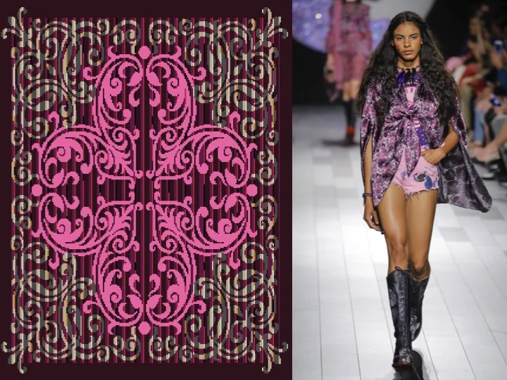 Left: Design no. SX01701-2 / Right: Anna Sui RTW SS'18