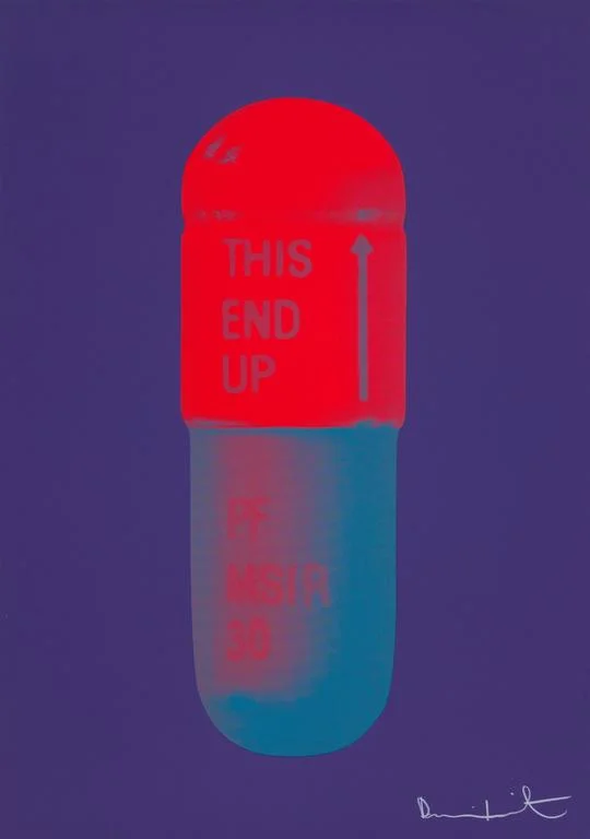 Artist Damien Hirst - The Cure, Violet/Electric Red/Powder Blue 2014
