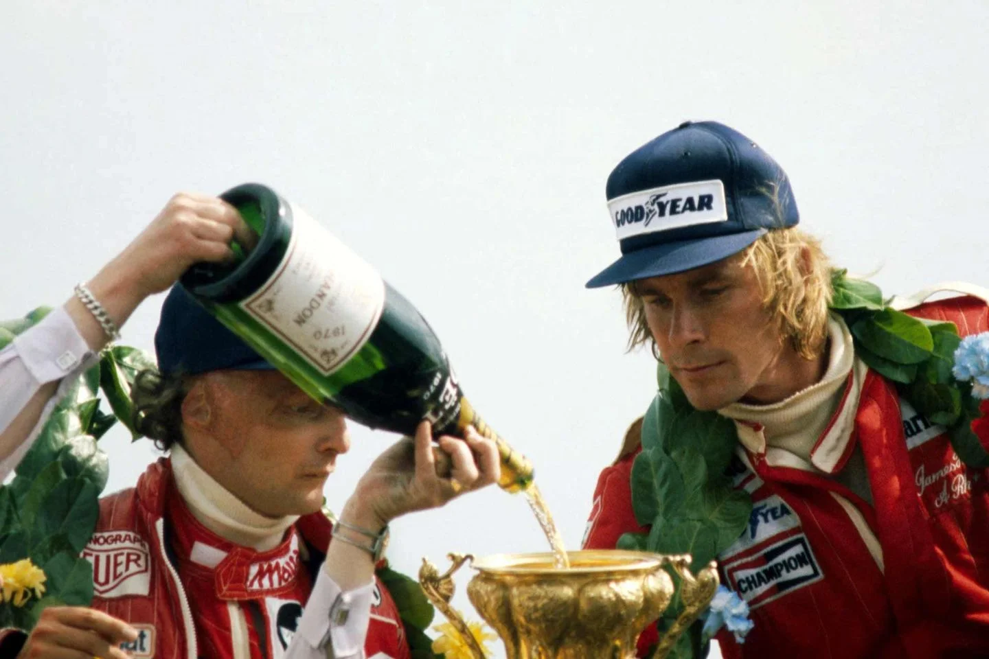 James Hunt celebrating his world championship 1976