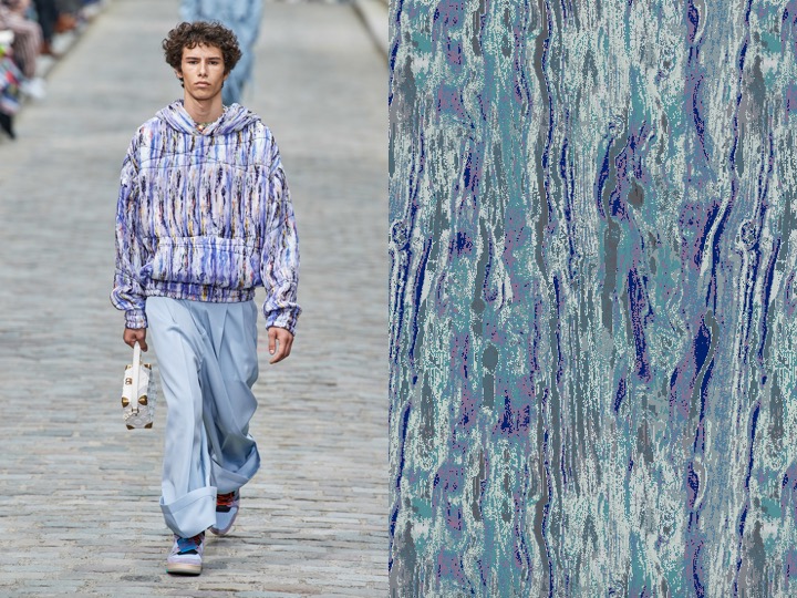 Left: Men’s Spring 2020 RTW - Louis Vuitton | Right: Royal Thai Design no. NX-039444-7