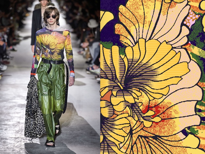 Left: Men’s Spring 2020 RTW - Dries Van Noten | Right: Royal Thai Design no. NX-LX03829R62
