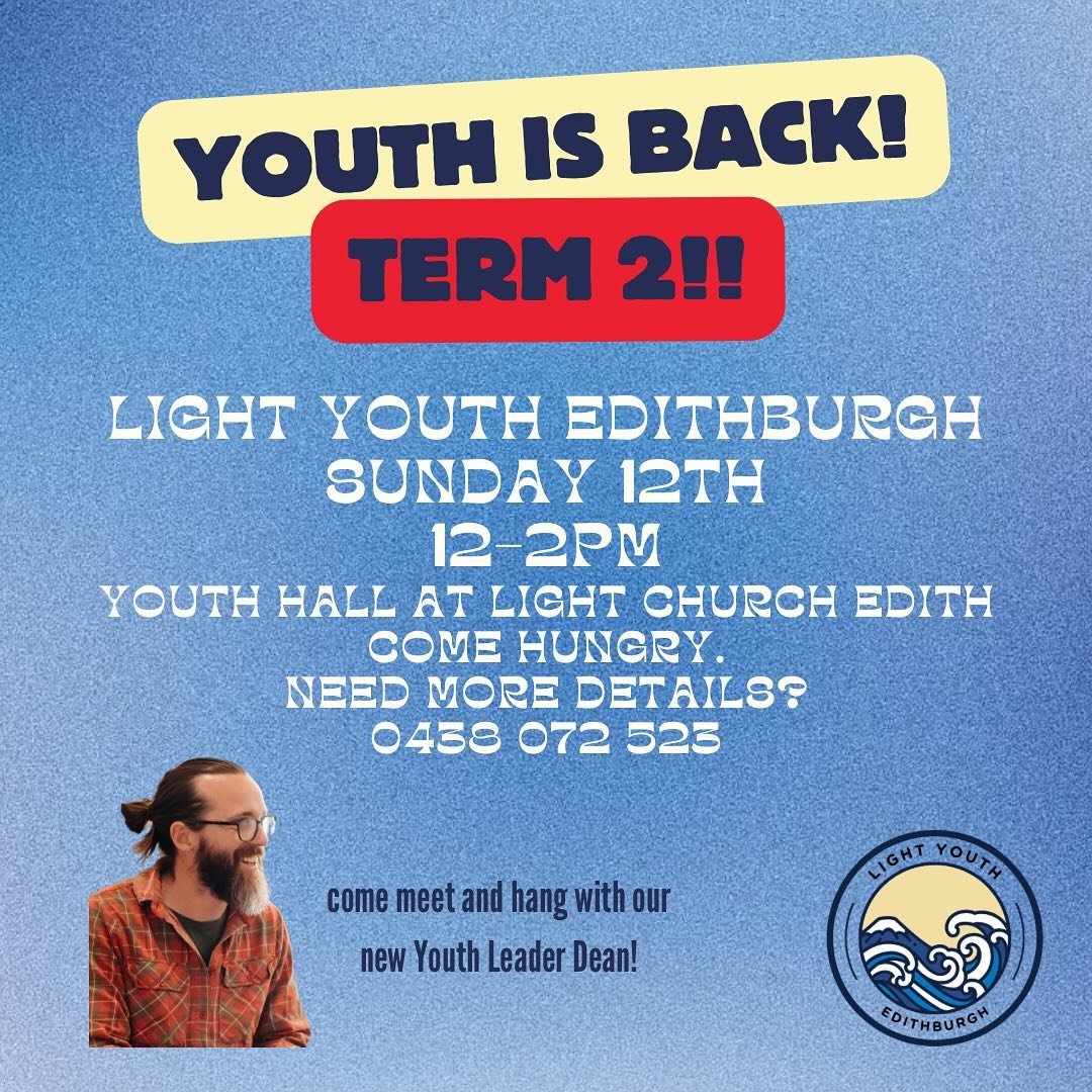 Youth is Back! Gathering this Sunday May 12th from 12-2pm in the Youth Hall! Need more details? Call Dean! #lightyouth #lightyouthedith #lightchurch