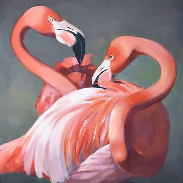 My original title for this triptych was going to be Flamboyance, since I love the fact that this is a real term for a flock of flamingos. ⁠From observing them, they often live up to the name!⁠⠀
⁠⠀
Looking more closely at these poses, though, I see so