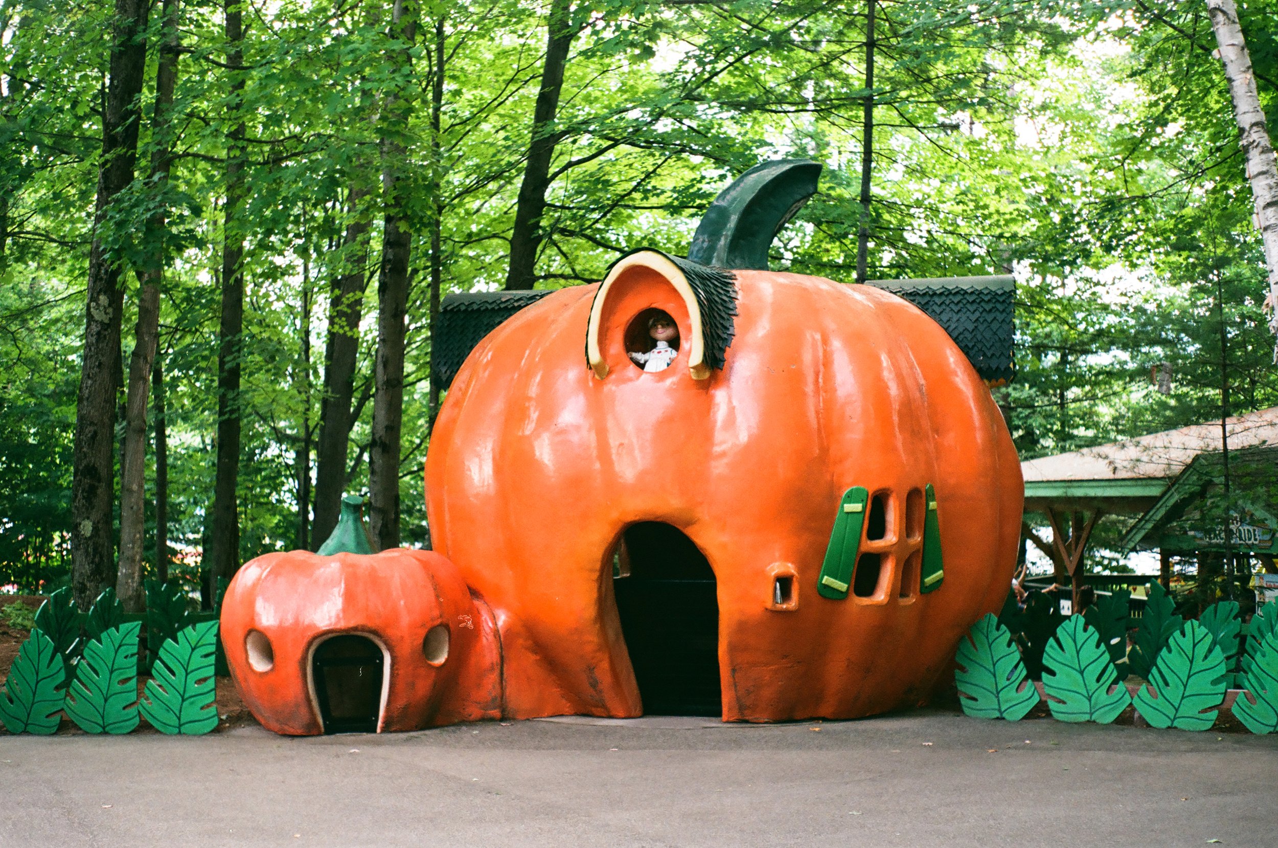 A giant pumpkin house at Storyland, in Glen, New Hampshire.