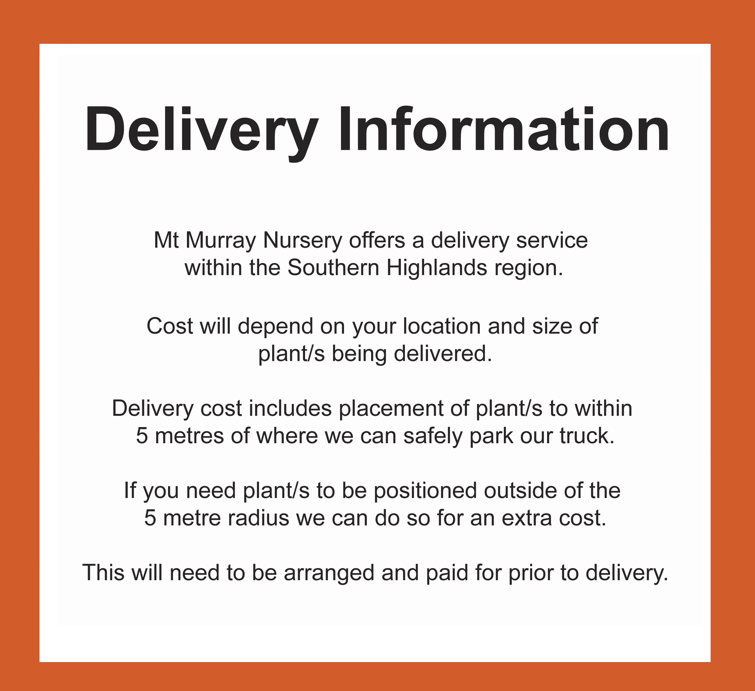 Delivery Information — A nursery for people who love plants.