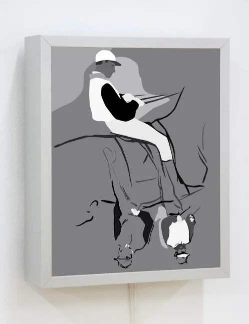 Kota Ezawa Three Mounted Jockeys (Jockey à cheval), 2015 Lightbox 12 x 10 inches