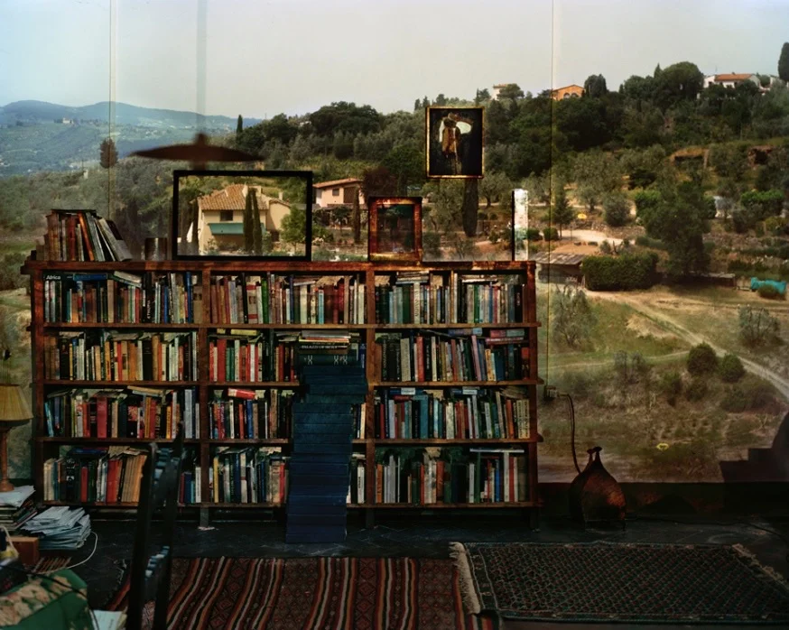 Abelardo Morell Camera Obscure - View Outside Florence with Bookcase , 2009 chromogenic print 0 x 70 inches