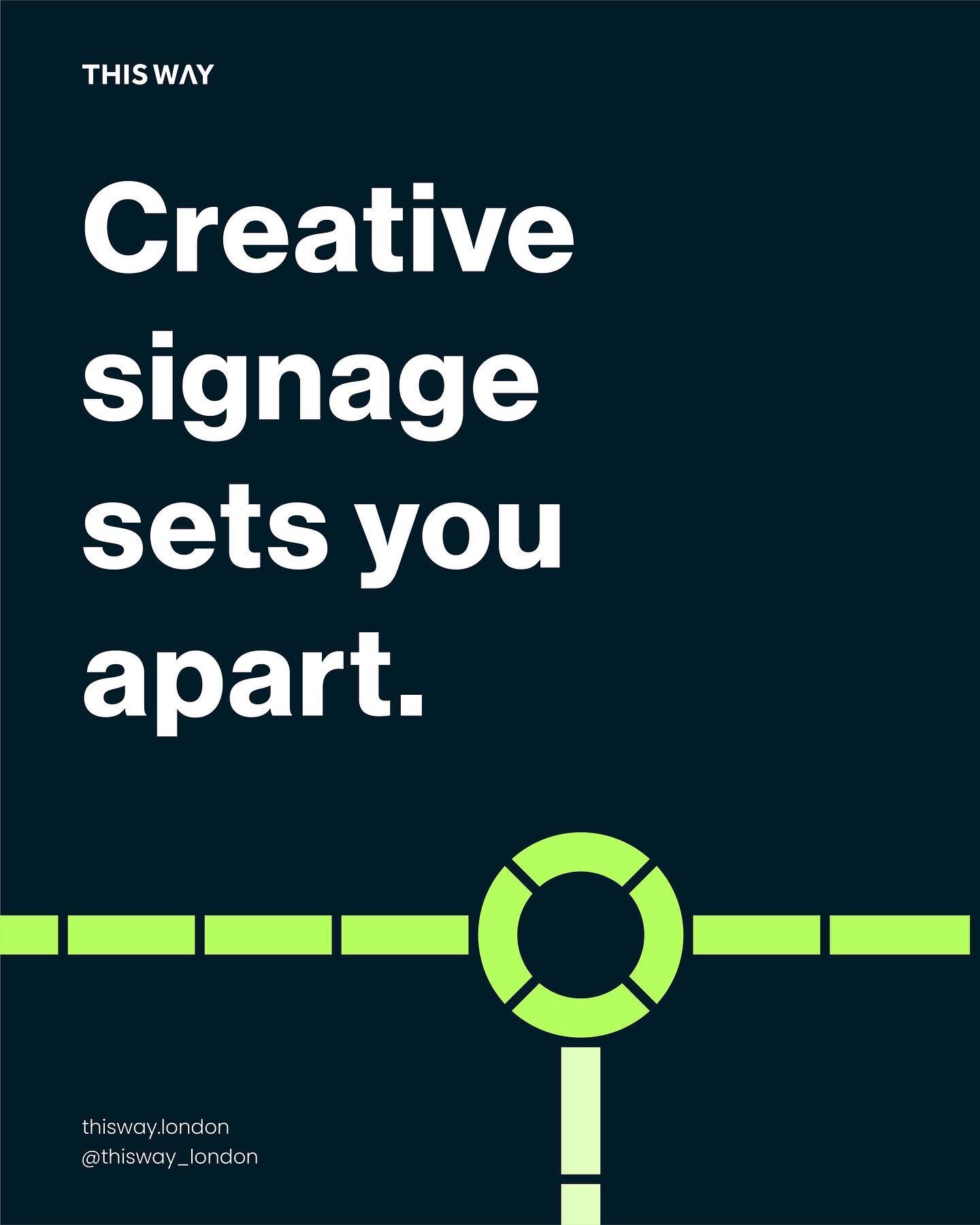 Creative signage sets you apart.

#thisway #wayfinding #signage #design #creative #architecture #london #branding