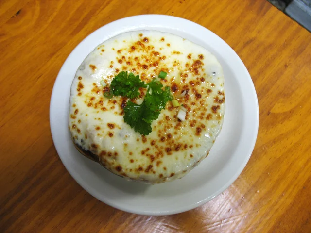 Onion Soup topped with cheese