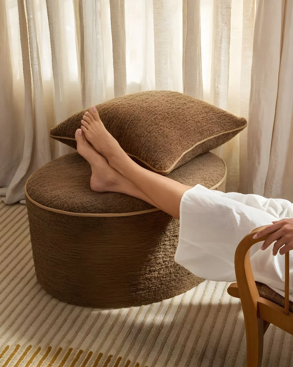 Put your feet up and relax in style. ✨

Our #AKClient @delecuona introduces the Tundra Wool Ottoman from the new LIFE II collection &mdash; a plush, tactile piece handcrafted in England from dense wool fur pile and finished with buttery suede piping.