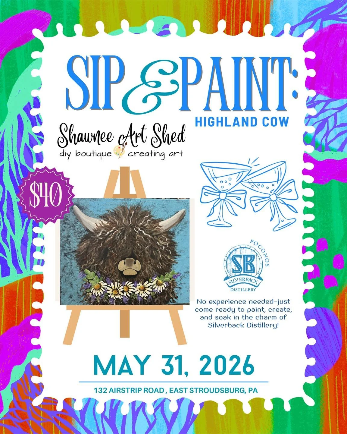 Sip + Paint: Highland Cow at Silverback Distillery poconos