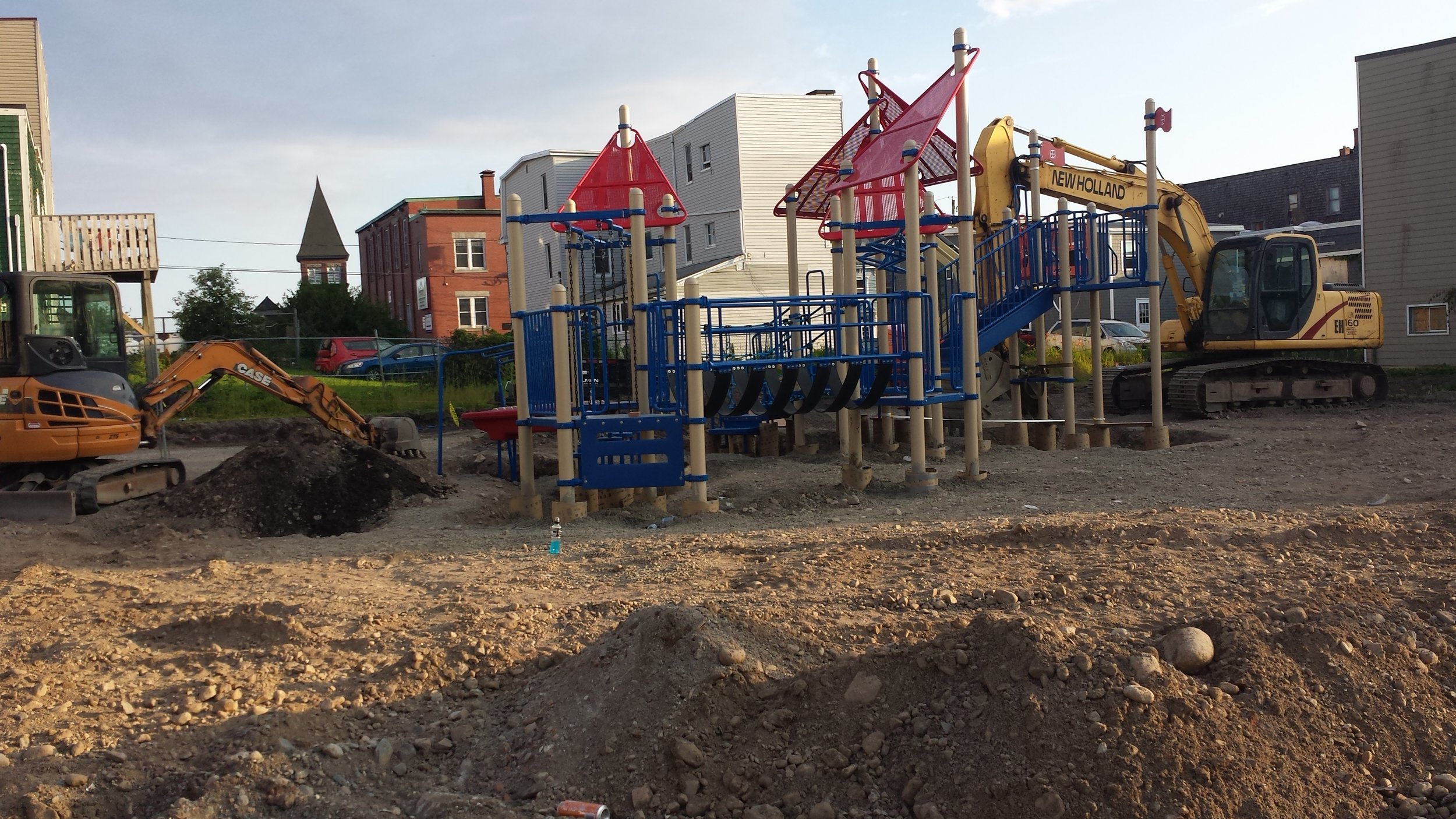 The playpark on July 18, 2017. You can see the steeple of the RiverCross Mission in the background.