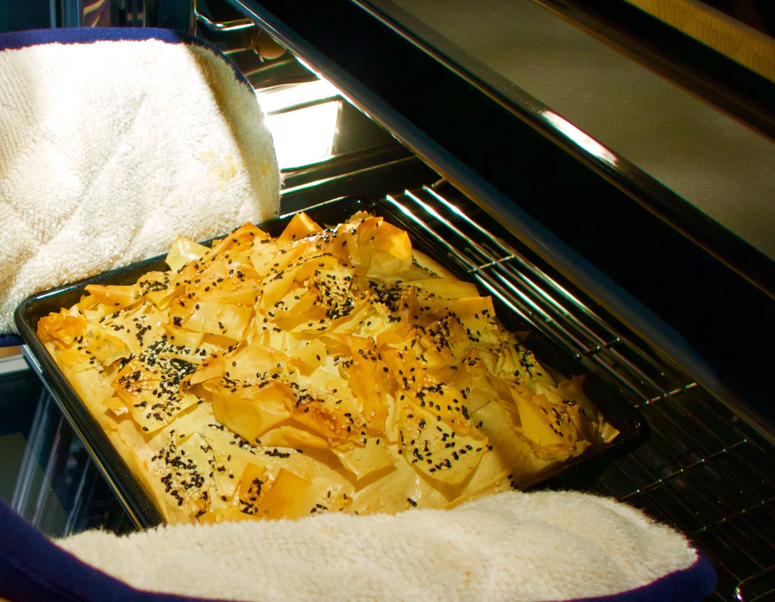 Greek filo goats cheese and spinach tart