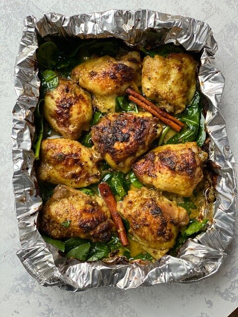 Baked cardamom chicken curry