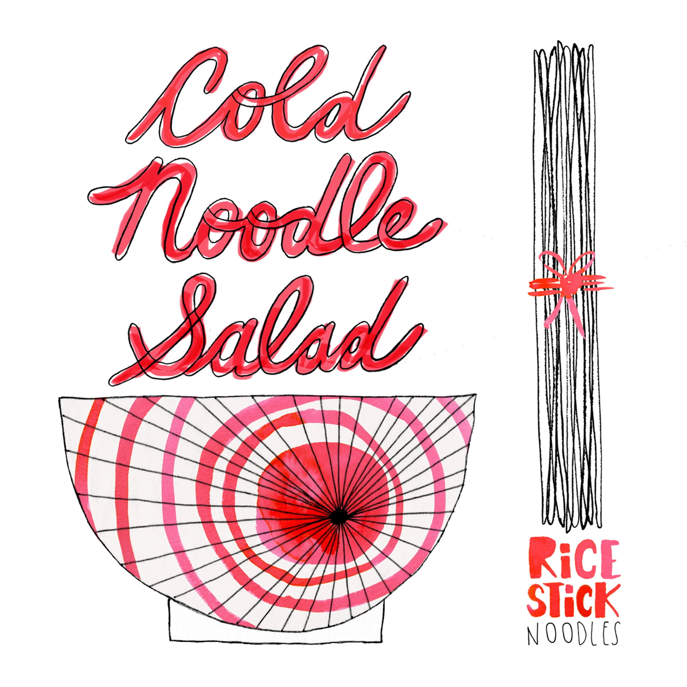 My Favourite Cold Noodle Salad Recipe Illustration