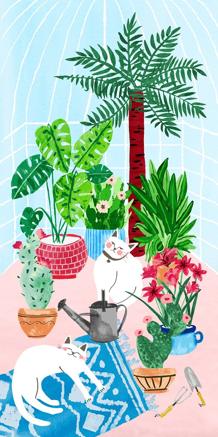 Cats in Greenhouse