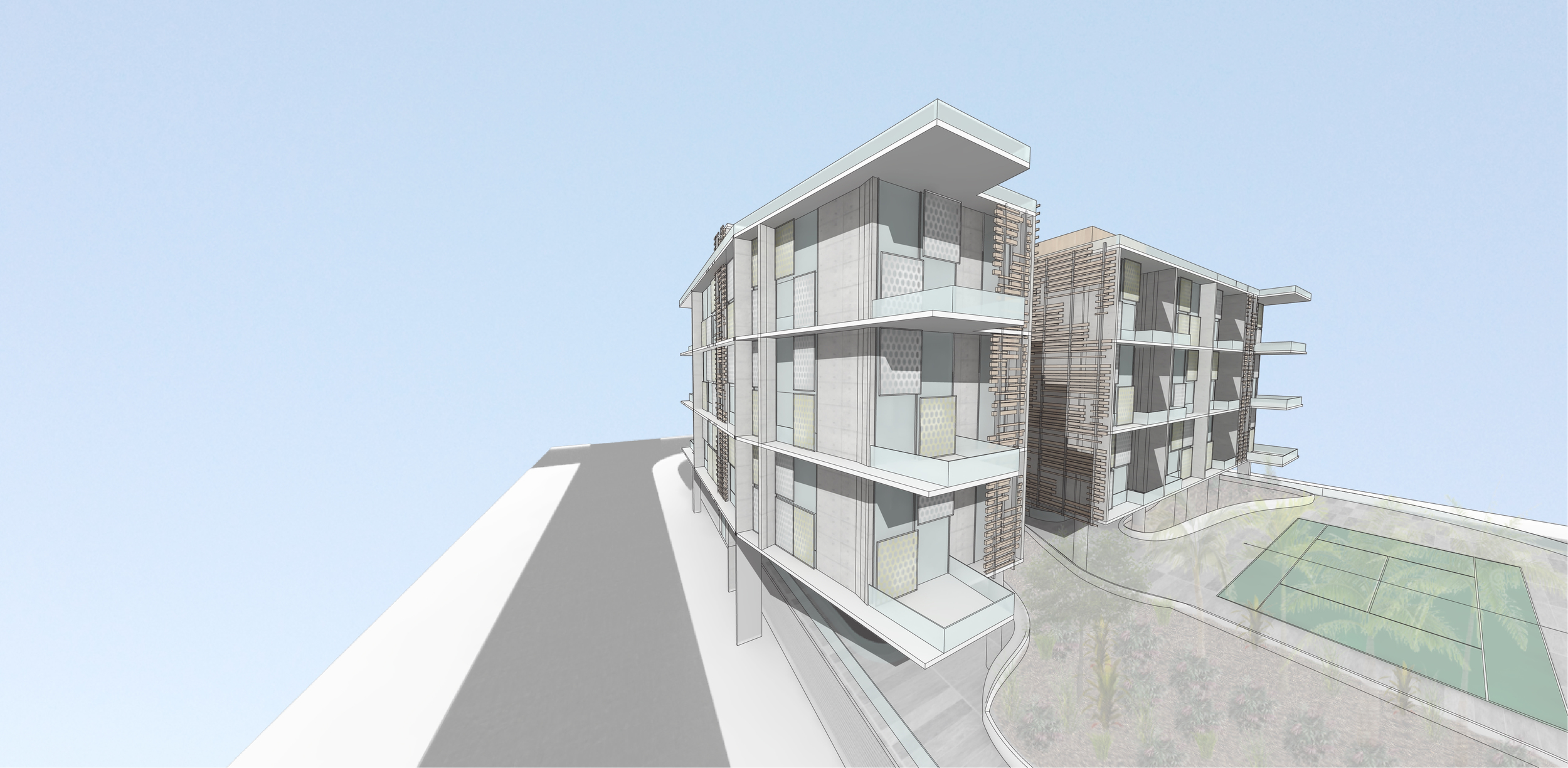   Located in the up and coming neighborhood of Wynwood in Mid town Miami, the proposed 3 story apartment building responds to the growth in population of the area. The apartments in the building are double height two level open loft configurations fi