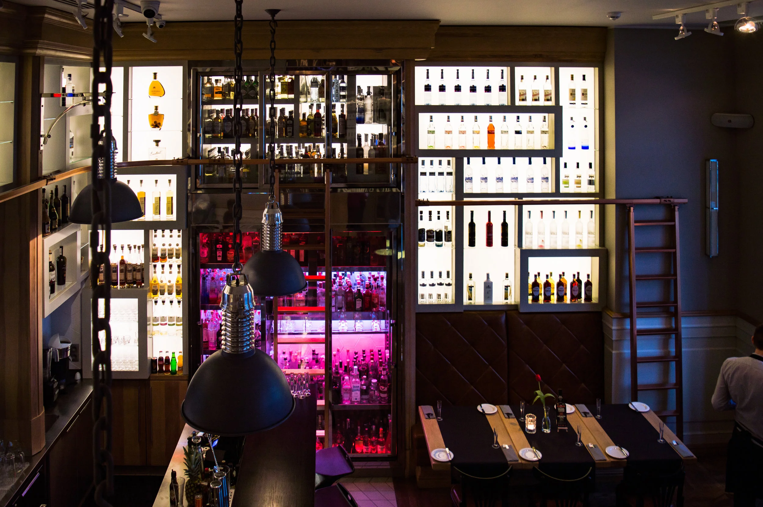 Elixir- the bar displaying over 500 types of vodka.
