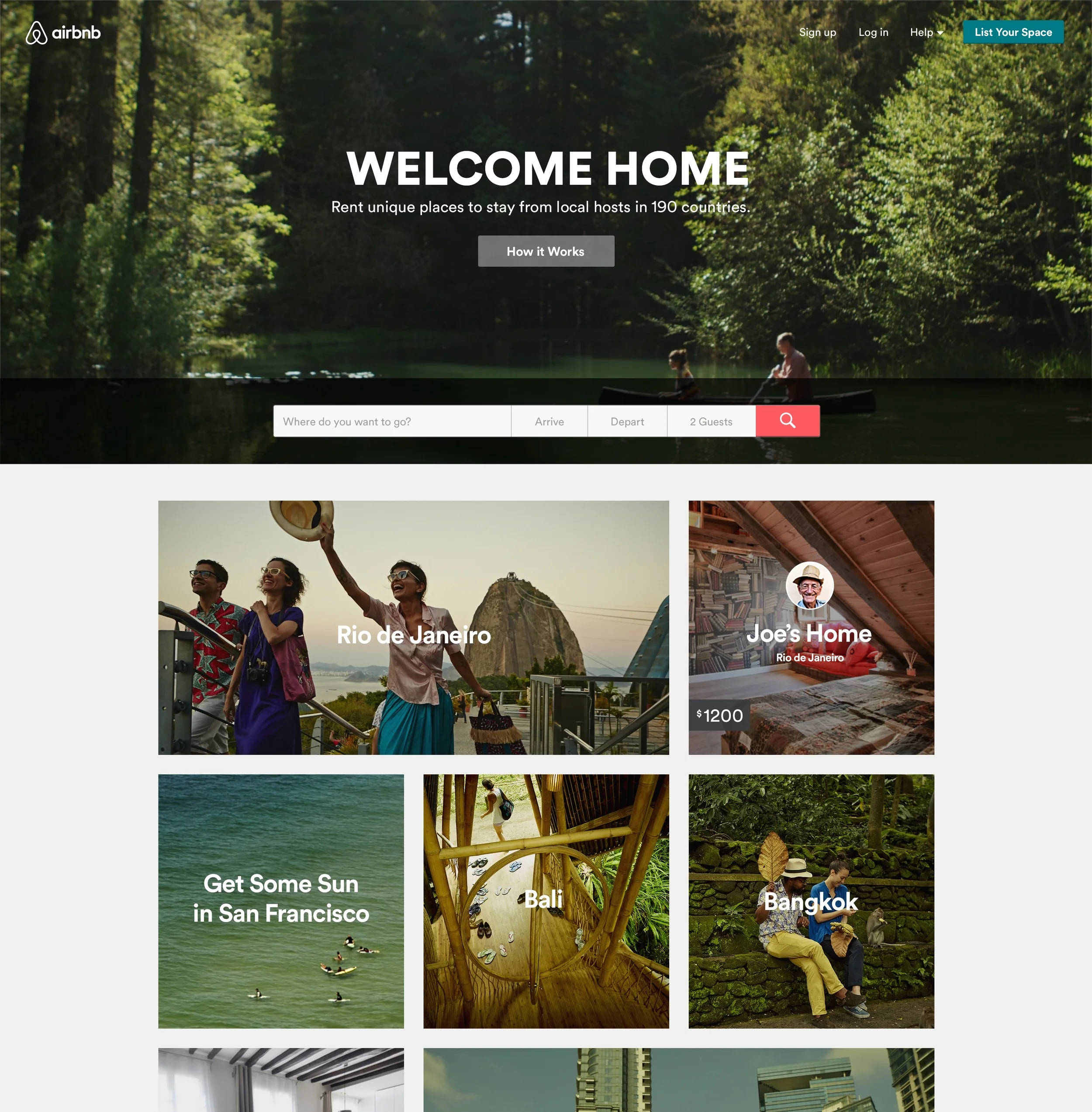 Airbnb Home page © airbnb