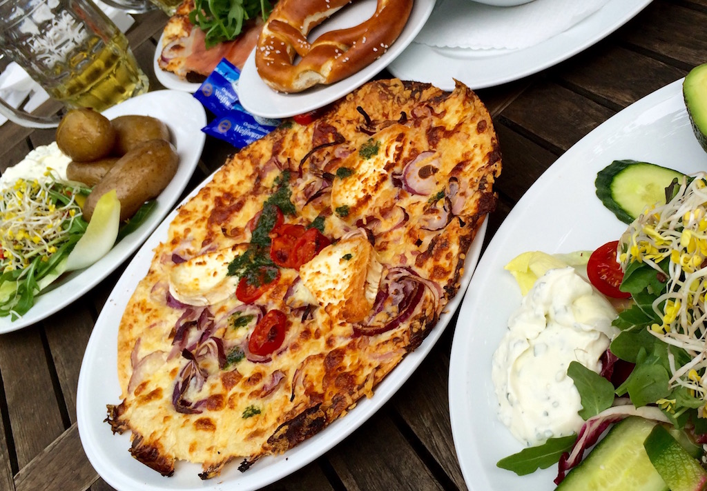 Goat's cheese and onion Flammkuchen at schleusenkrug © melinda barlow
