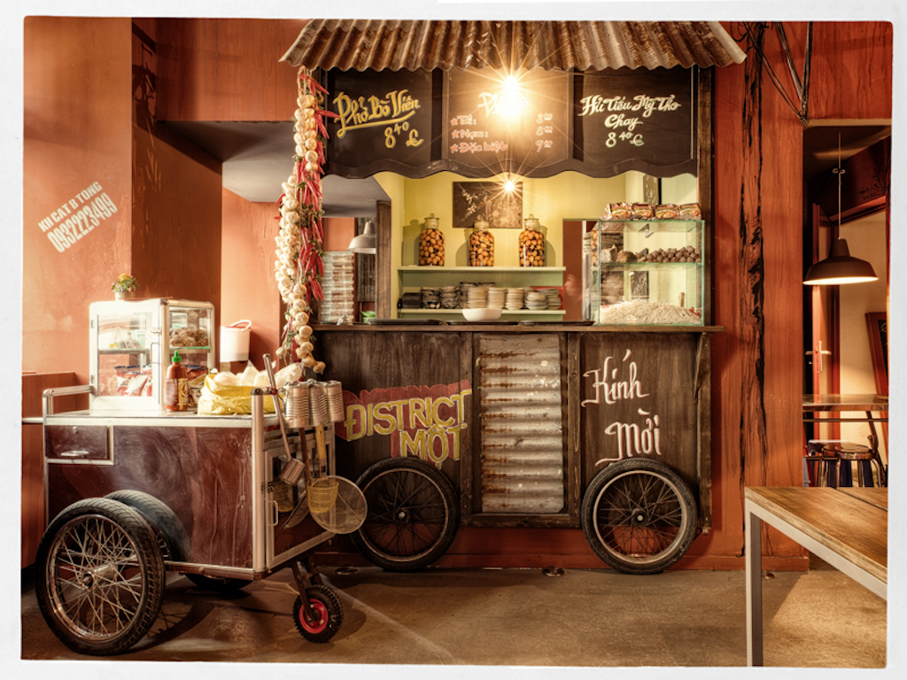 The interior of district mot - like a walk through a saigon street. Image © District Mot 
