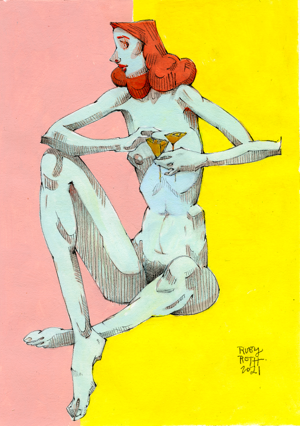 EVE SITTING COLOR KEY, 2021, GRAPHITE AND GOUACHE ON PAPER, 5 X 7 IN.png