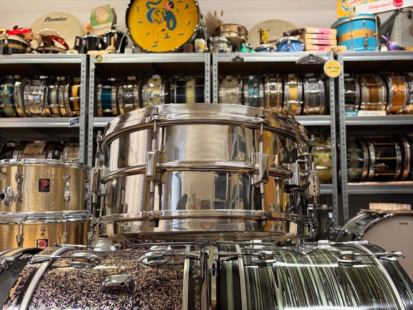 1930s Leedy &lsquo;Broadway Standard&rsquo; Model 15x6.5&rdquo; (yup, 15&rdquo;!) Nickel over Brass. Available from the worldwide web now.