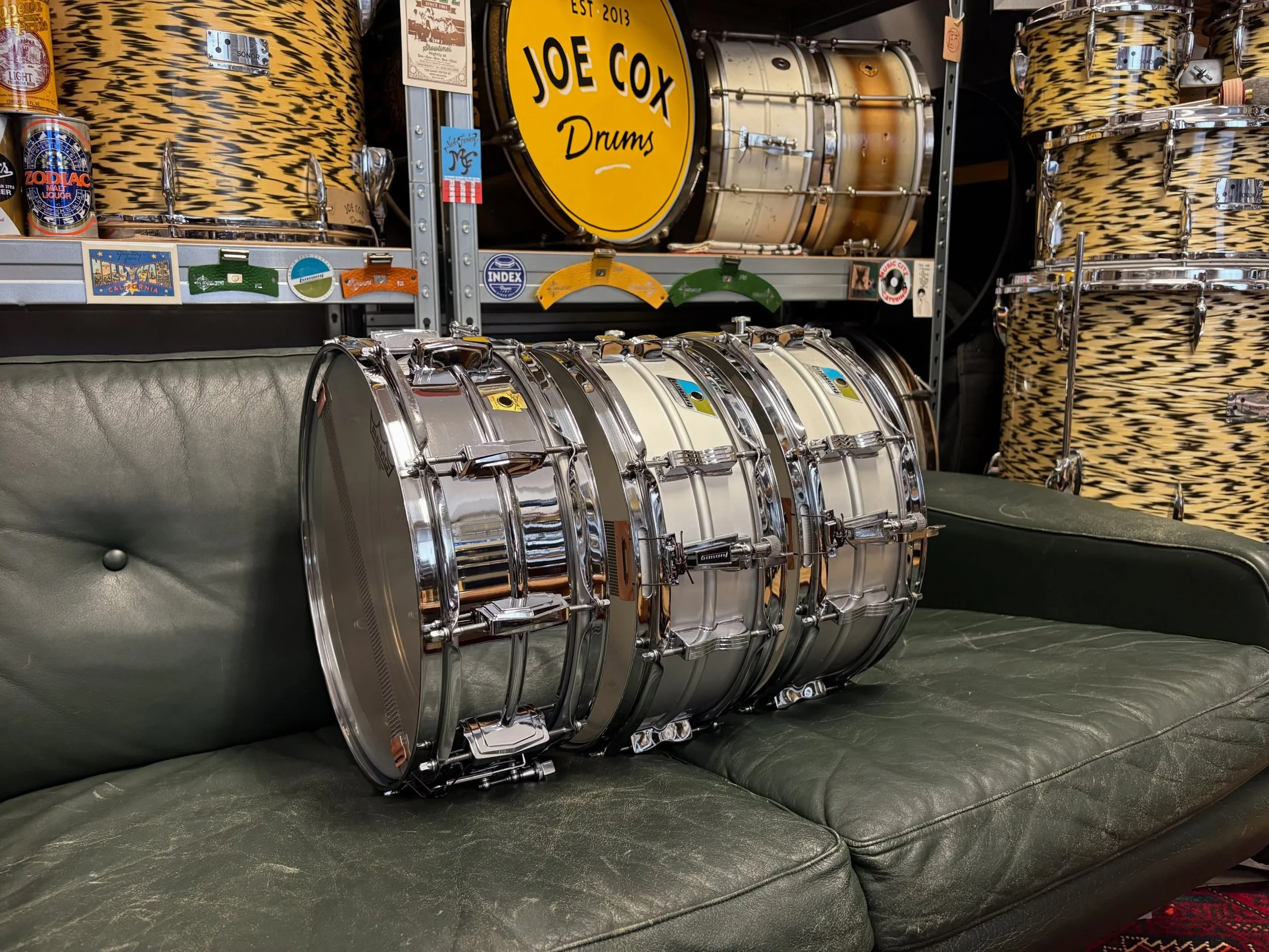 A few of those Ludwig classics that need no introduction. Stripped, cleaned and polished, fitted with brand new Remo heads and Puresound wires, now ready for new homes!