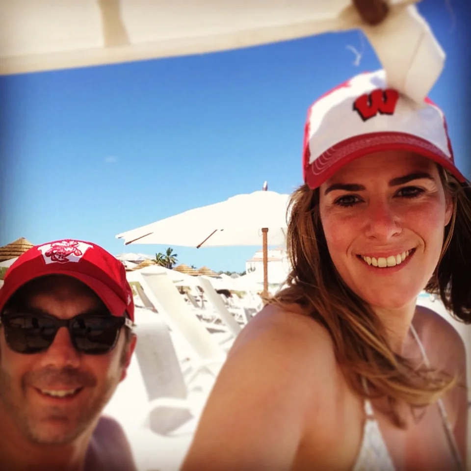  During our trip to Turks &amp; Caicos we still had to root on Jay's Wisconsin Badgers basketball team. 