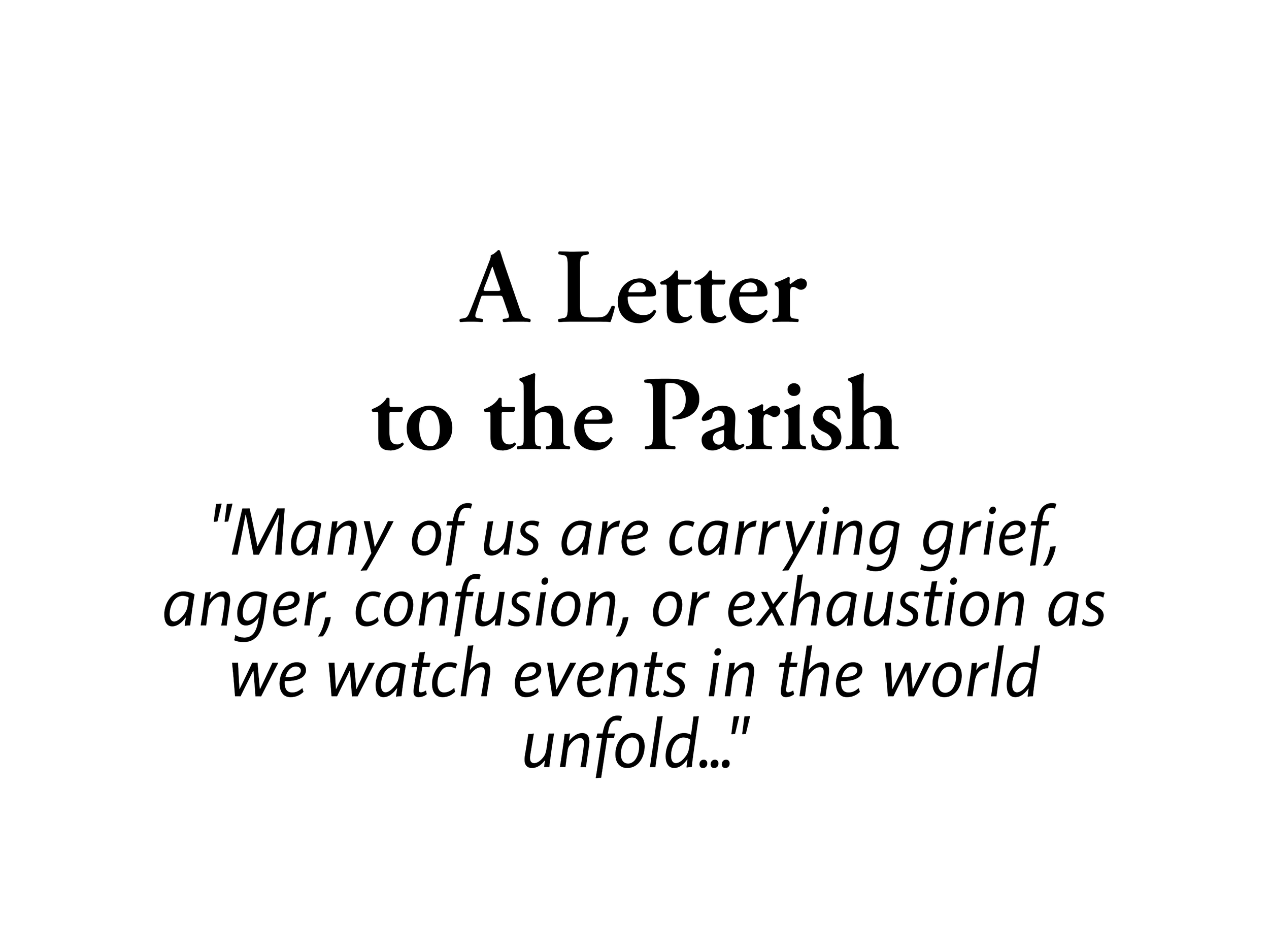 A Letter to the Parish