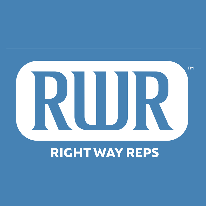Logo of Right Way Reps with the letters RWR in a rectangle on a blue background.