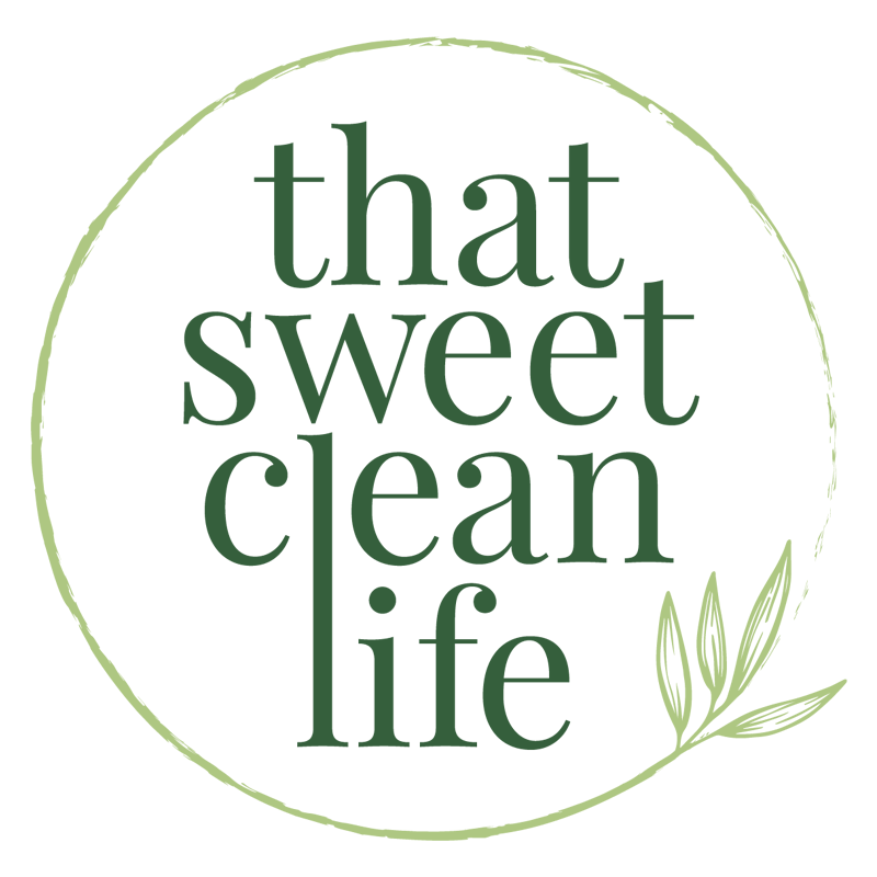 "That Sweet Clean Life" text logo with green circle and leaf design
