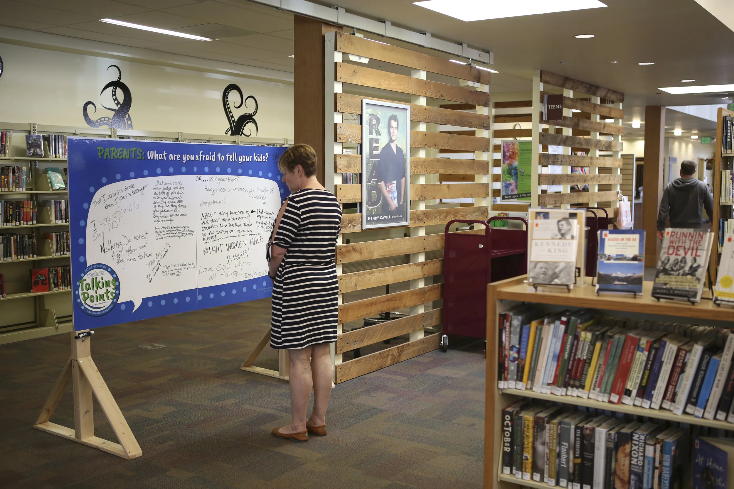 Interactive installation at the BattleGround Public Library: A conversation between parents and Kids.