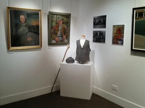 Artworks and social history objects from the ‘Hunting and shooting’ section of a social history exhibition.