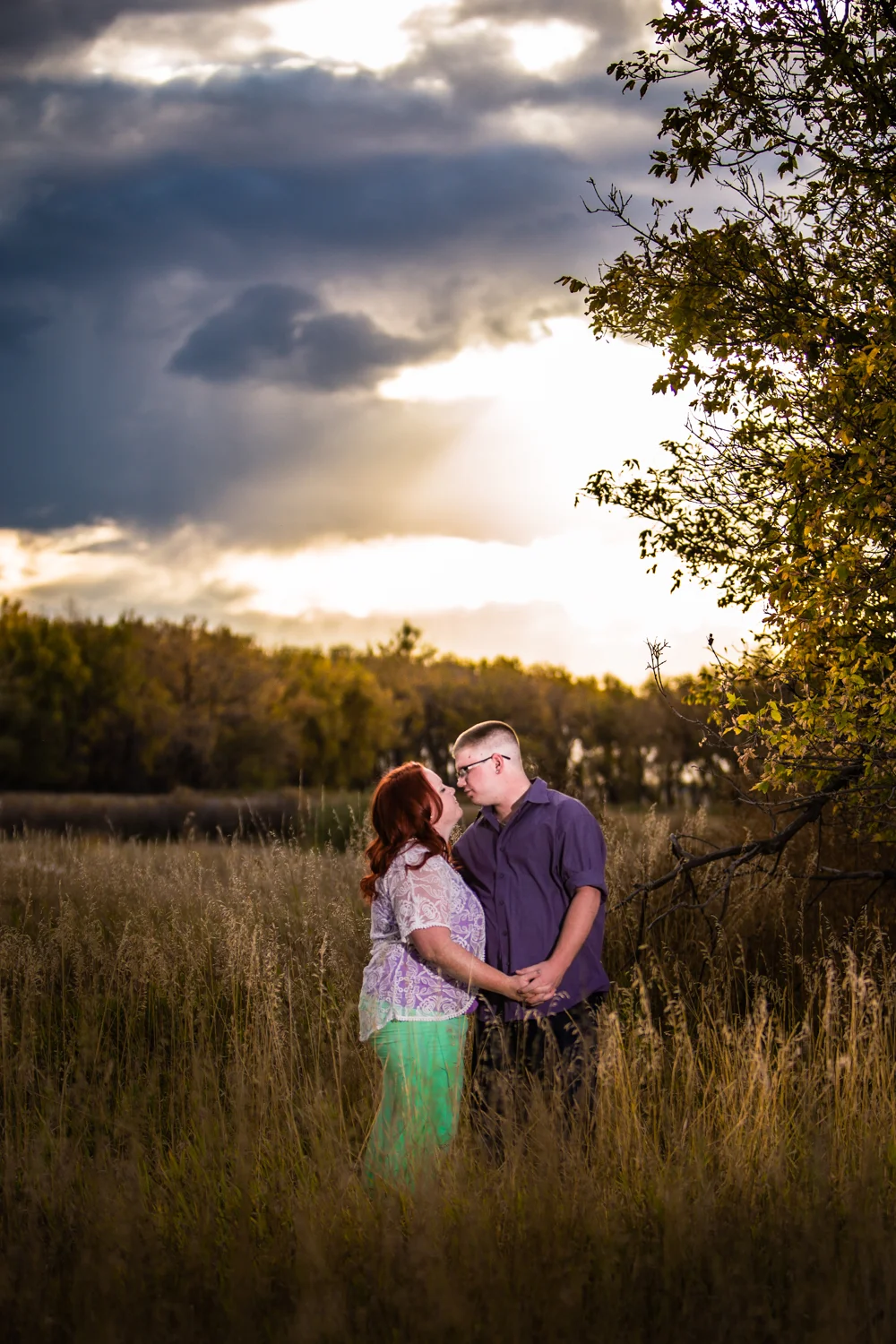 Sunset engagements at Sandstone Ranch Park in Longmont Colorado.