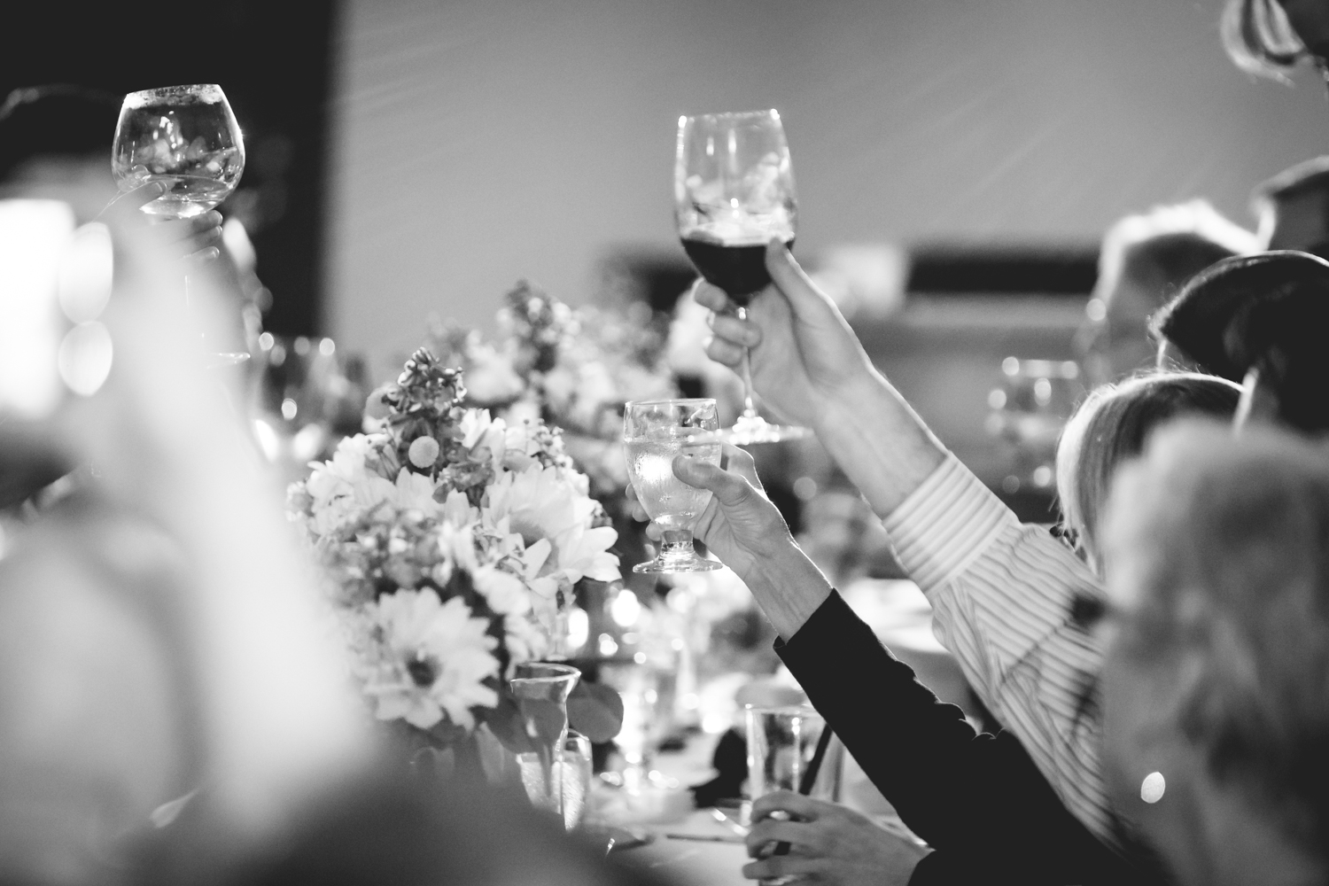 Wedding guests toasting. 