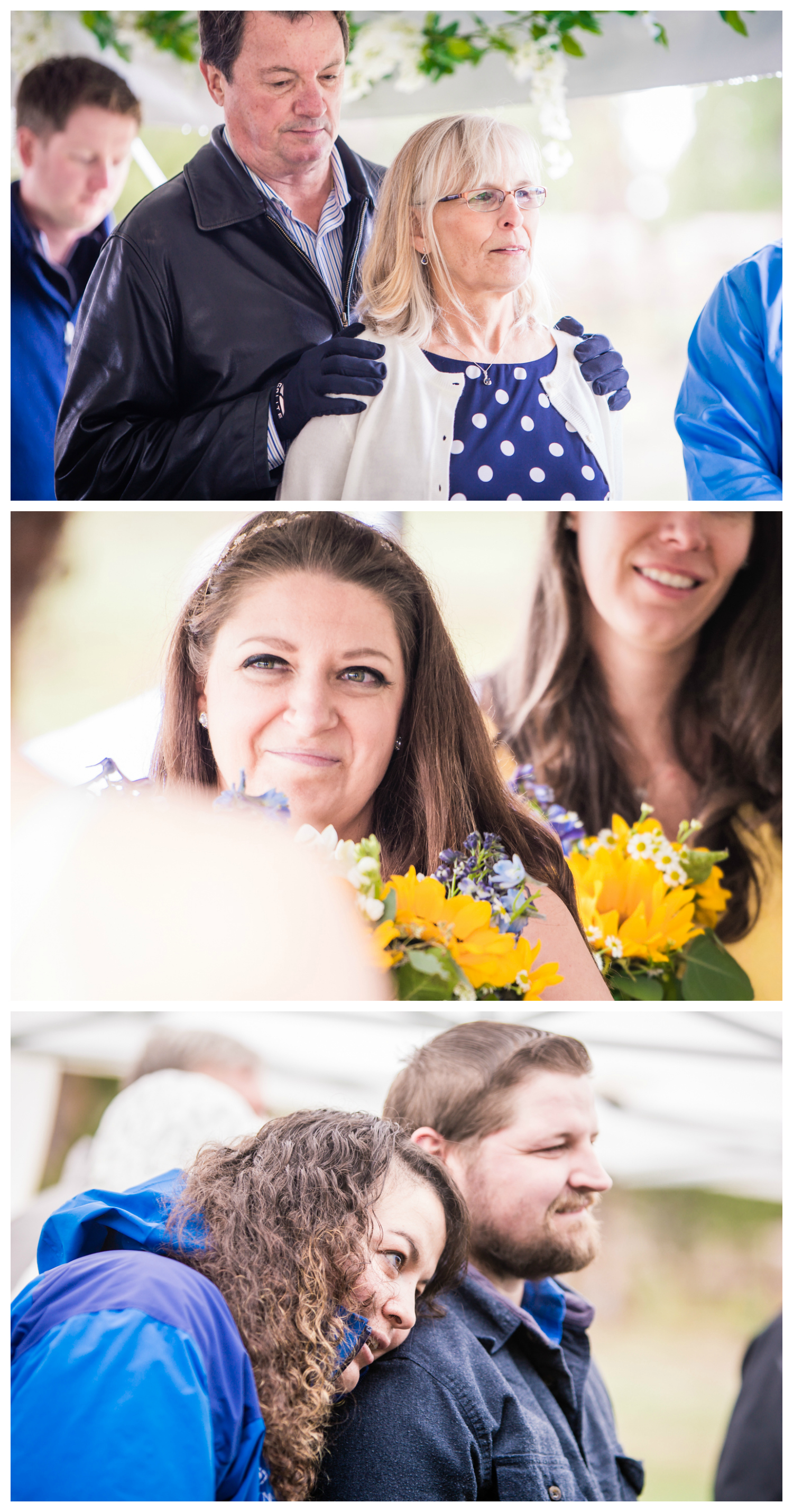 Wedding guests watch ceremony.