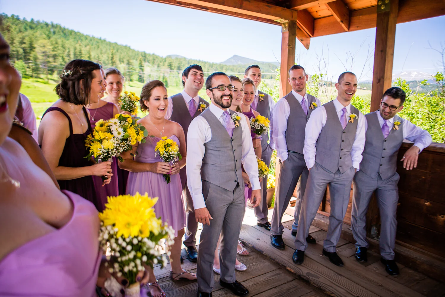 Bride and groom's first look at their Deer Creek Valley Ranch Wedding. Photographed by JMGant Photography.