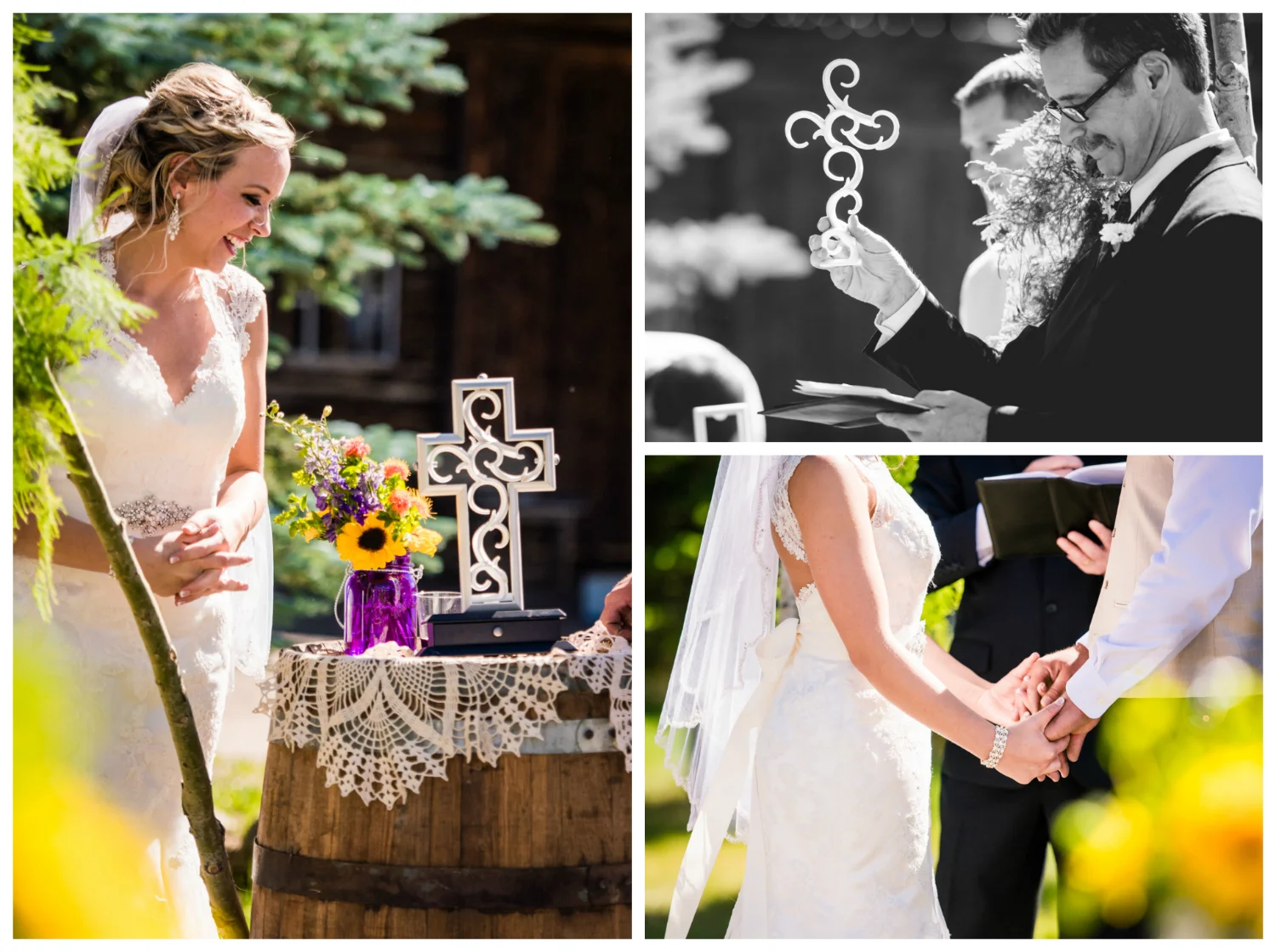 Unity cross. Wedding at The barn at Evergreen Memorial. Photographed by JMGant Photography.